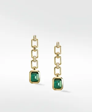 Nexus Emerald and Chain Earrings