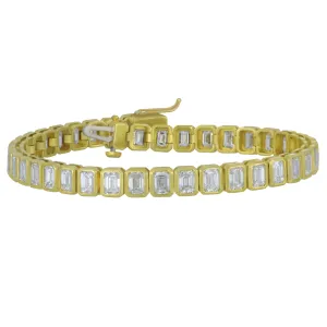 Norman Silverman 18k Yellow Gold Diamond Bezel Emerald Cut diamond Bracelet 41ECD=10.23TW HI/VS BR 7" length