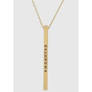 Oklahoma Ok State Engraved Metal Bar Delicate Necklaces