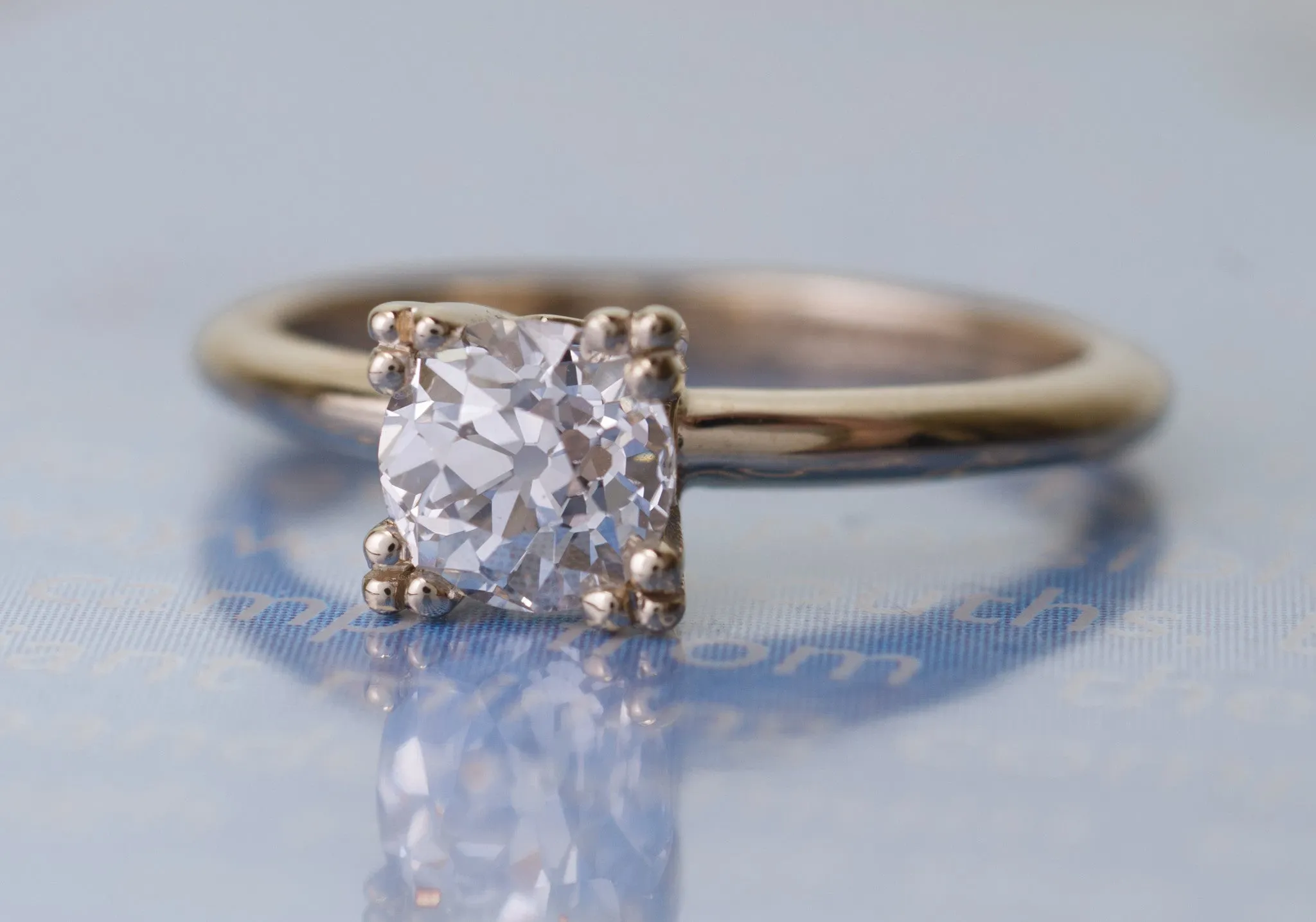 OLD MINE CUT SOLITAIRE ENGAGEMENT RING