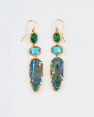 opal, emerald, apatite drop earrings