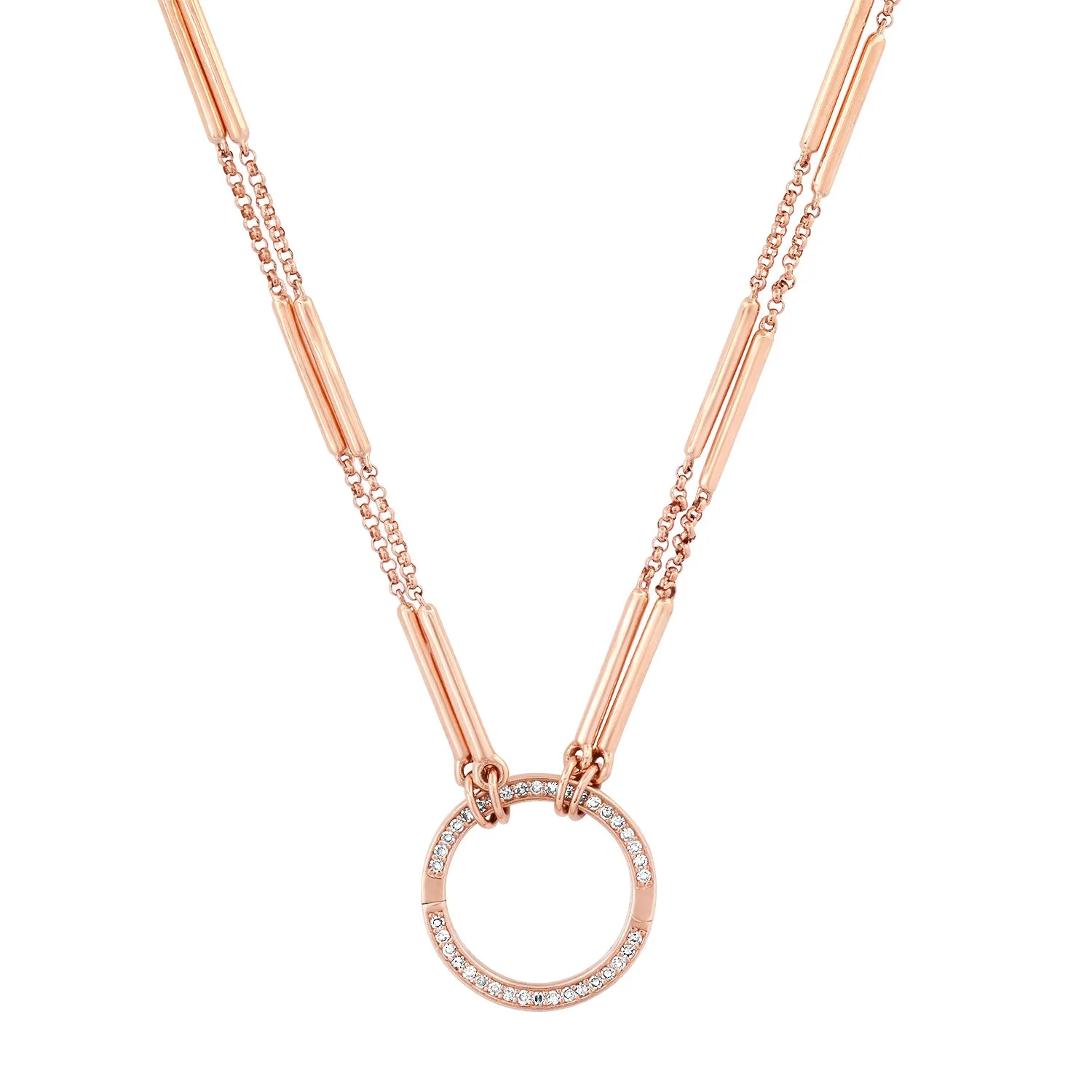 Open Front Diamond Enhancer Gold Bar Necklace