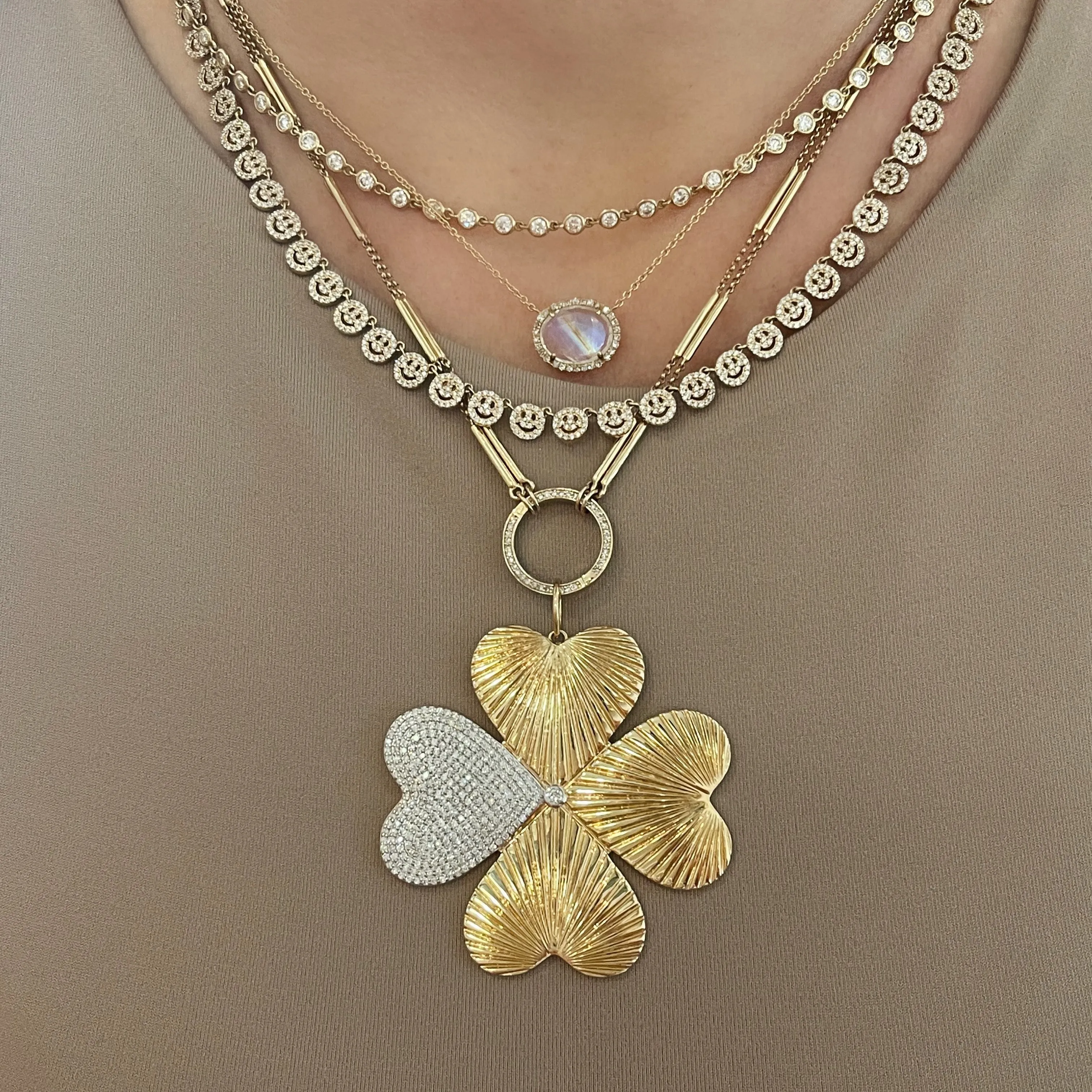 Open Front Diamond Enhancer Gold Bar Necklace