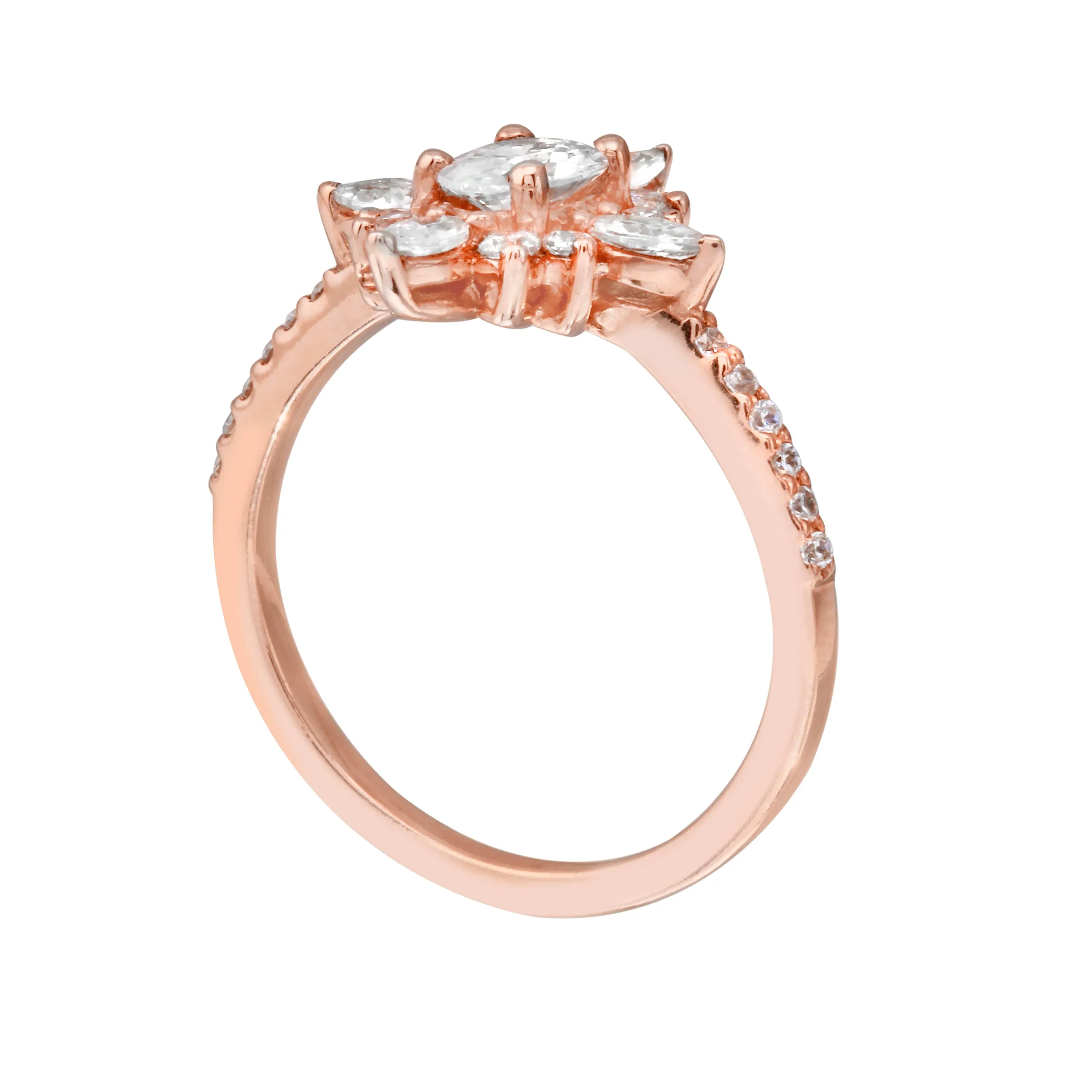 Oval Diamond and Starburst Flower Halo Engagement Ring Setting