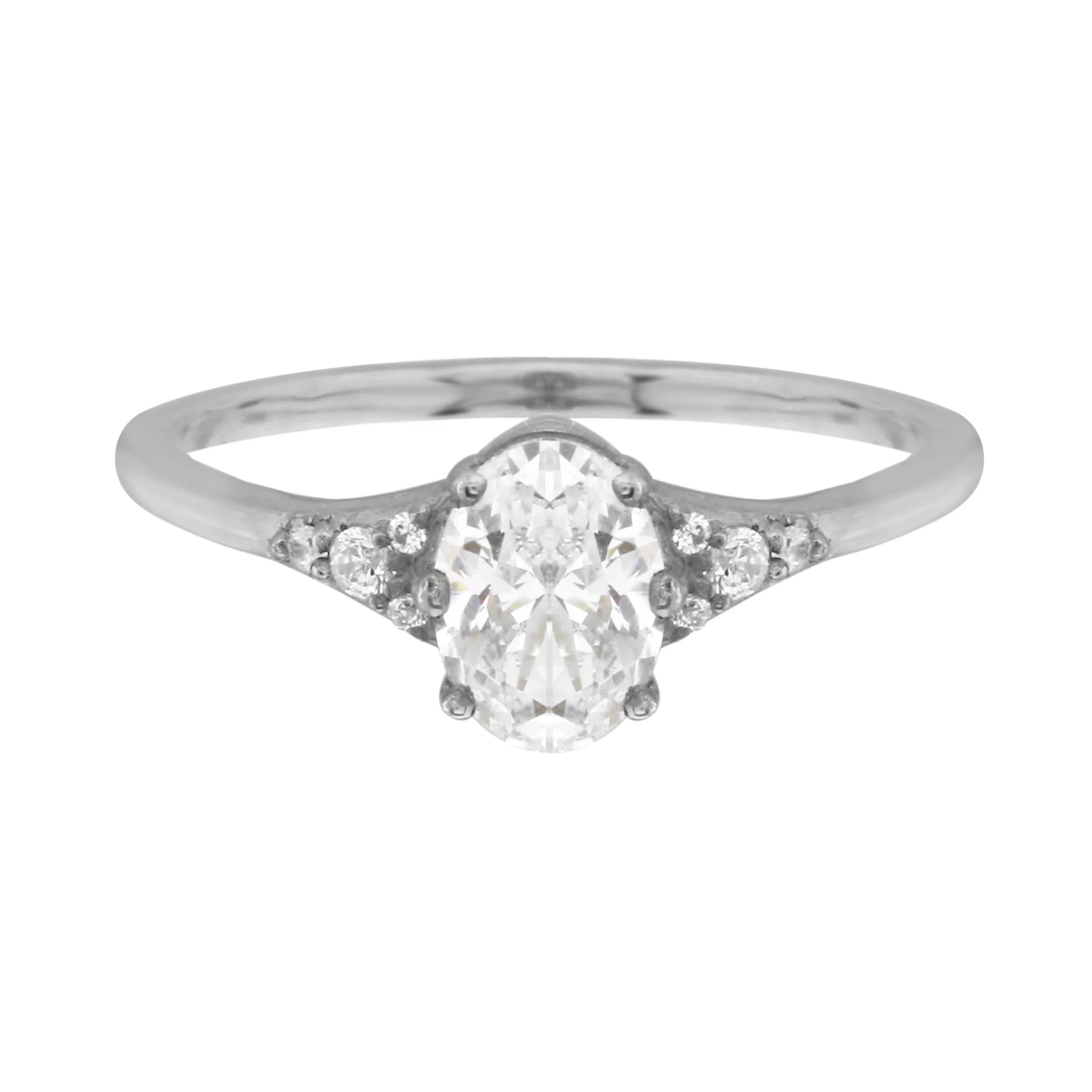 Oval Diamond and Tiny Pavé Side Stones Engagement Ring Setting