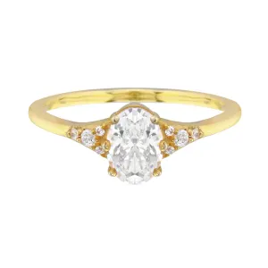 Oval Diamond and Tiny Pavé Side Stones Engagement Ring Setting