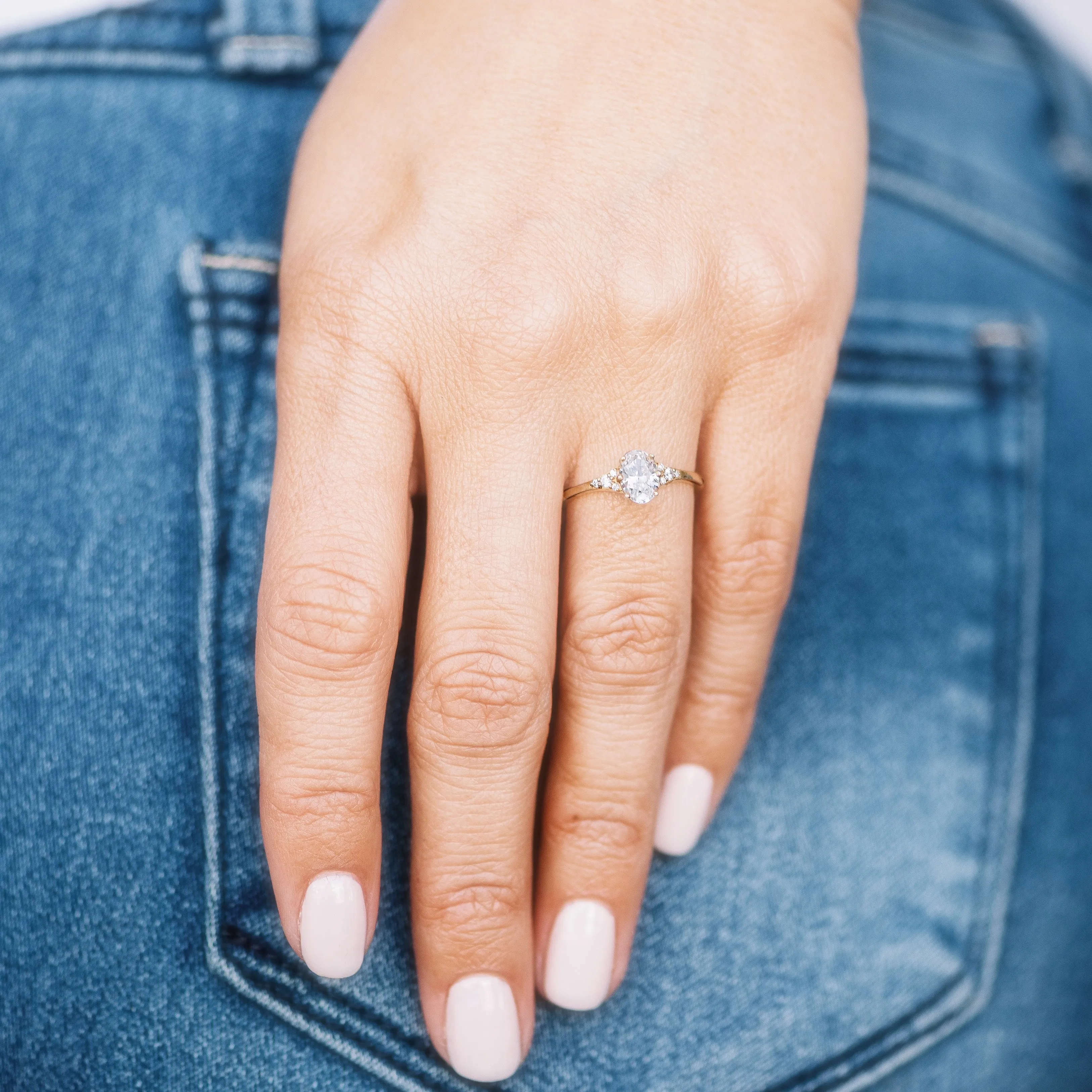 Oval Diamond and Tiny Pavé Side Stones Engagement Ring Setting