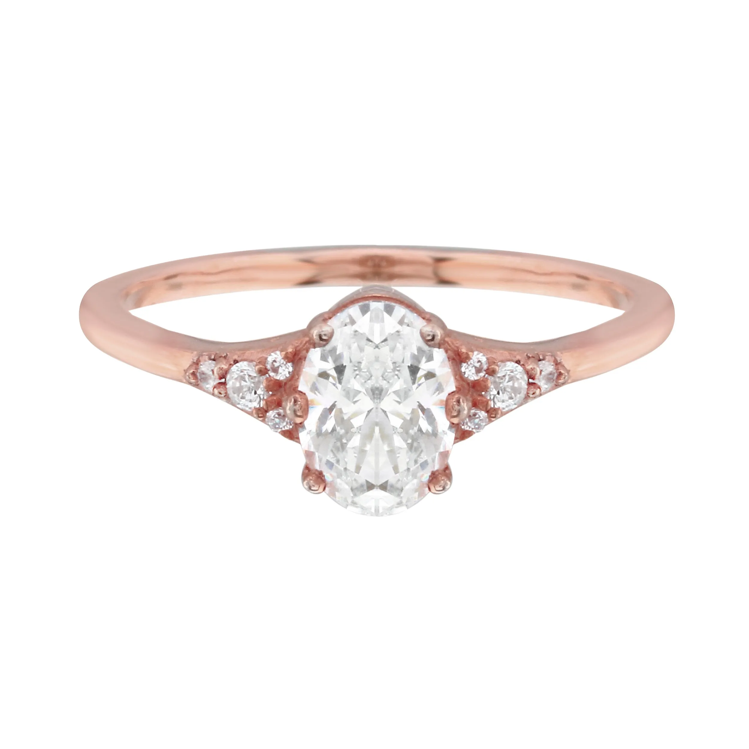 Oval Diamond and Tiny Pavé Side Stones Engagement Ring Setting