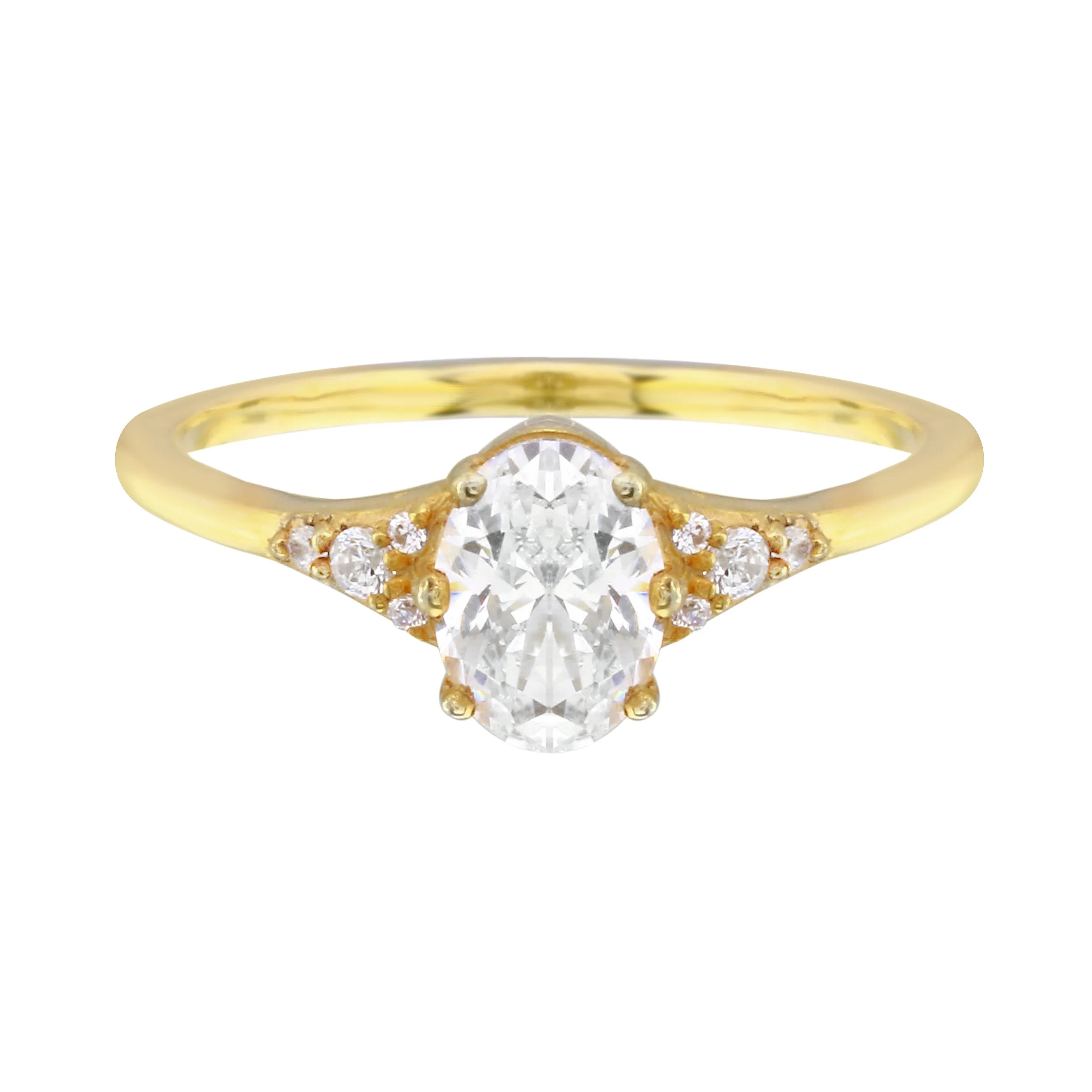 Oval Diamond and Tiny Pavé Side Stones Engagement Ring Setting