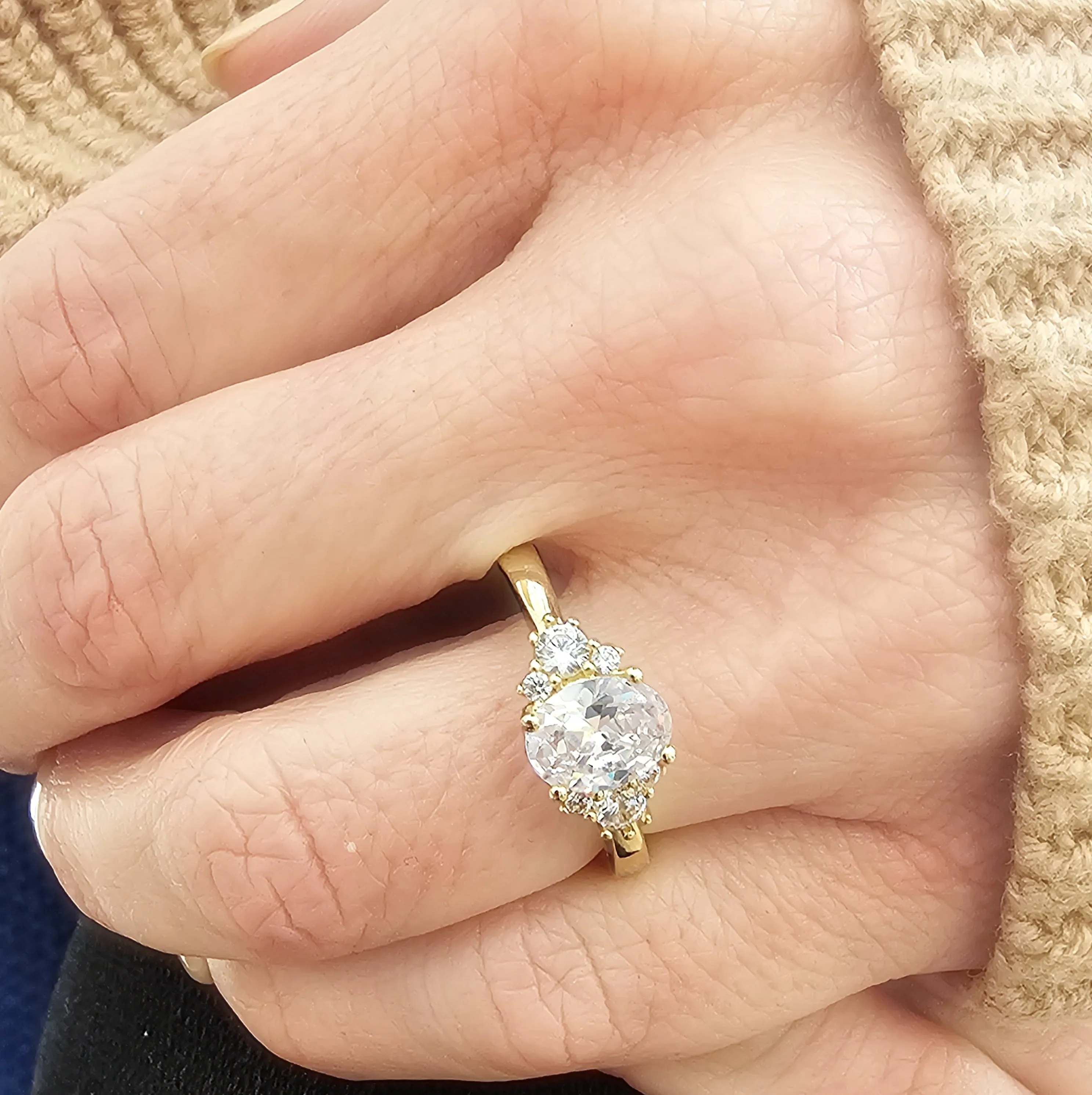 Oval Diamond Sprinkle Engagement Ring Setting