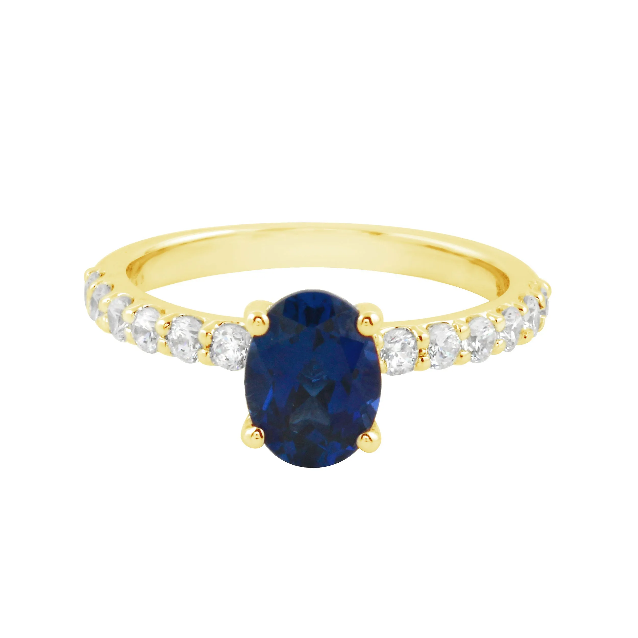 Oval Solitaire Sapphire and Diamond Pavé Band Engagement Ring Setting