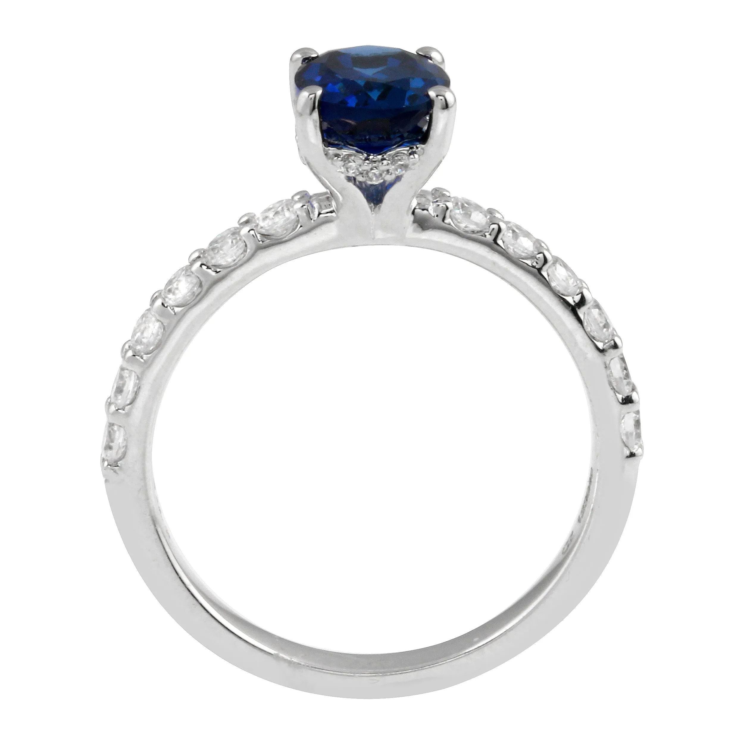 Oval Solitaire Sapphire and Diamond Pavé Band Engagement Ring Setting