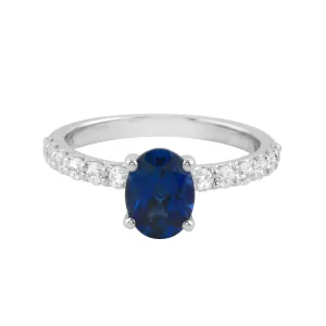 Oval Solitaire Sapphire and Diamond Pavé Band Engagement Ring Setting