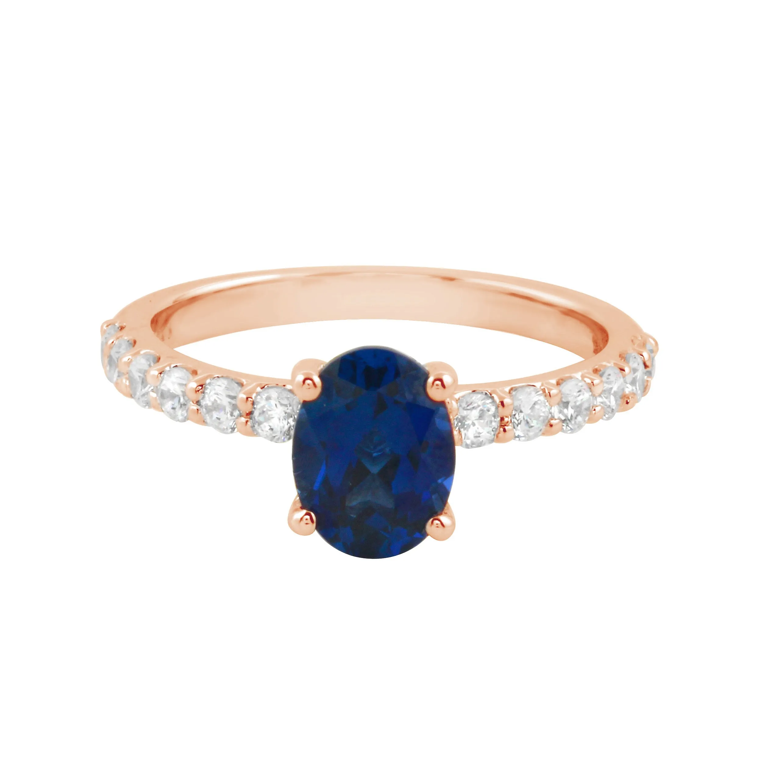 Oval Solitaire Sapphire and Diamond Pavé Band Engagement Ring Setting