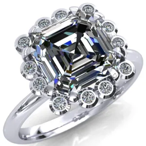 Paige Asscher Moissanite Diamond Halo Ring