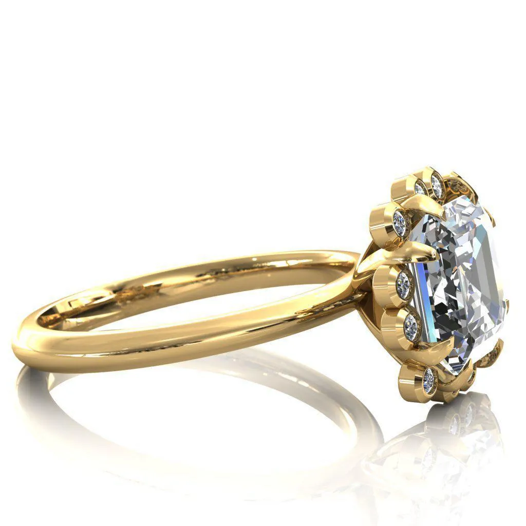 Paige Asscher Moissanite Diamond Halo Ring