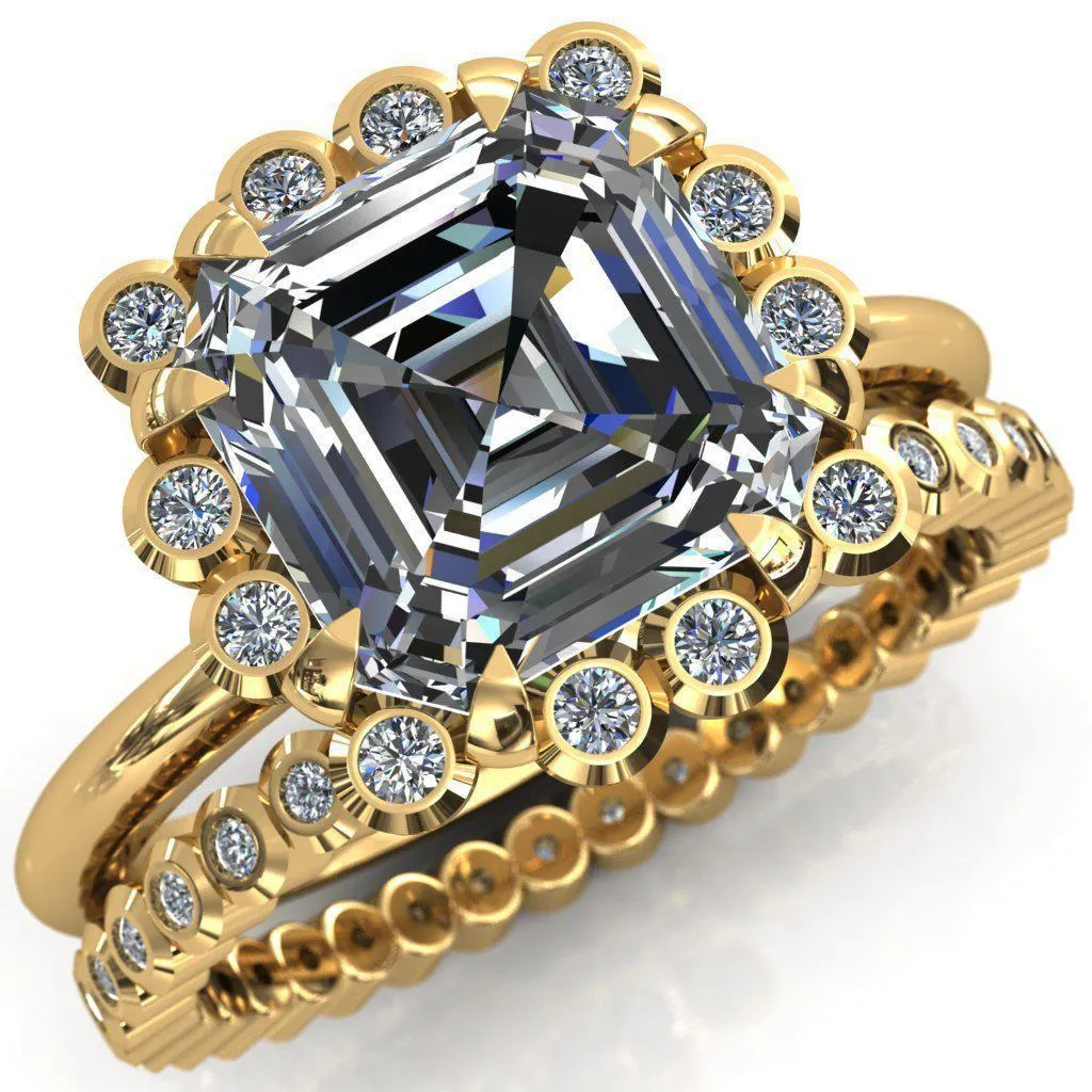 Paige Asscher Moissanite Diamond Halo Ring
