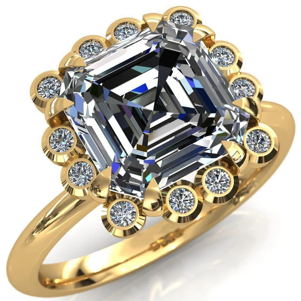 Paige Asscher Moissanite Diamond Halo Ring