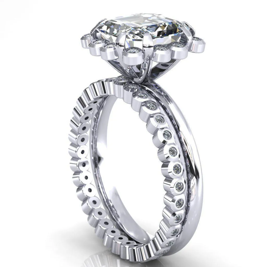 Paige Asscher Moissanite Diamond Halo Ring