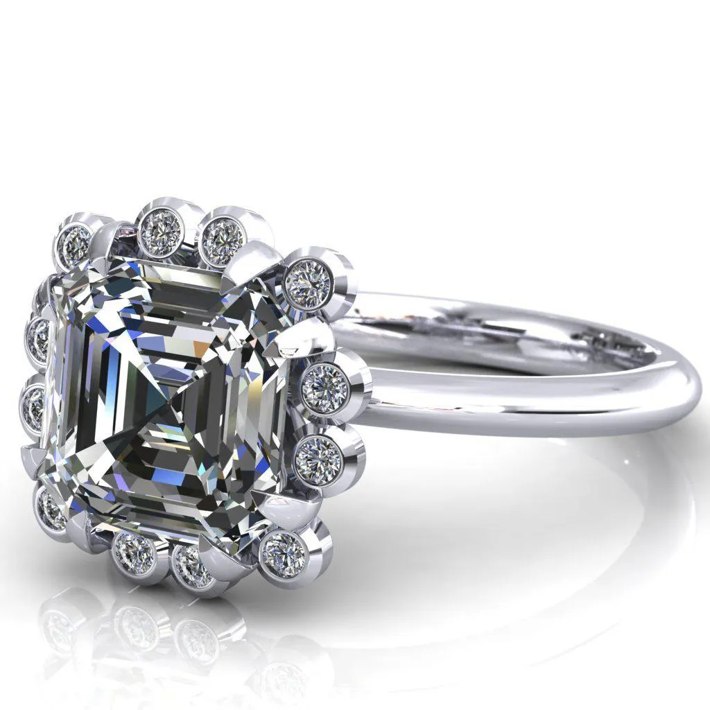 Paige Asscher Moissanite Diamond Halo Ring