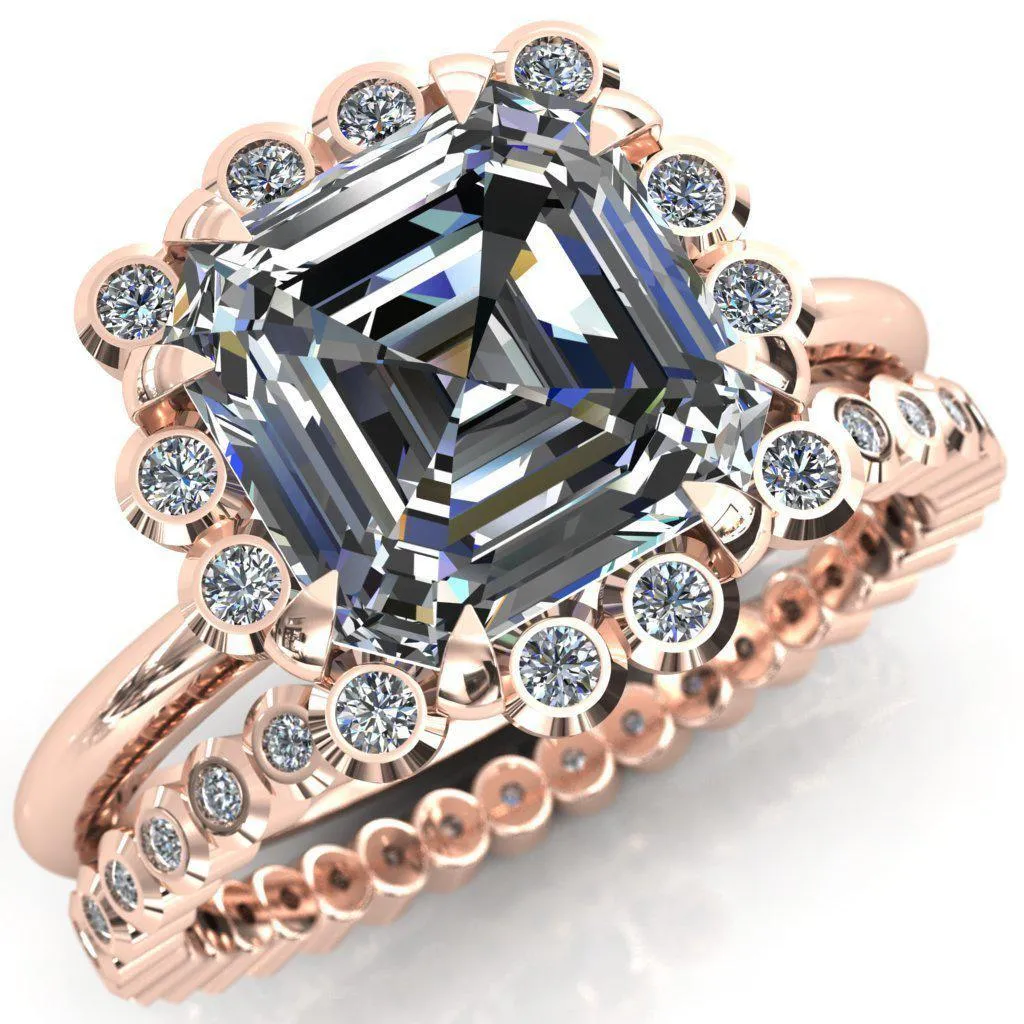 Paige Asscher Moissanite Diamond Halo Ring