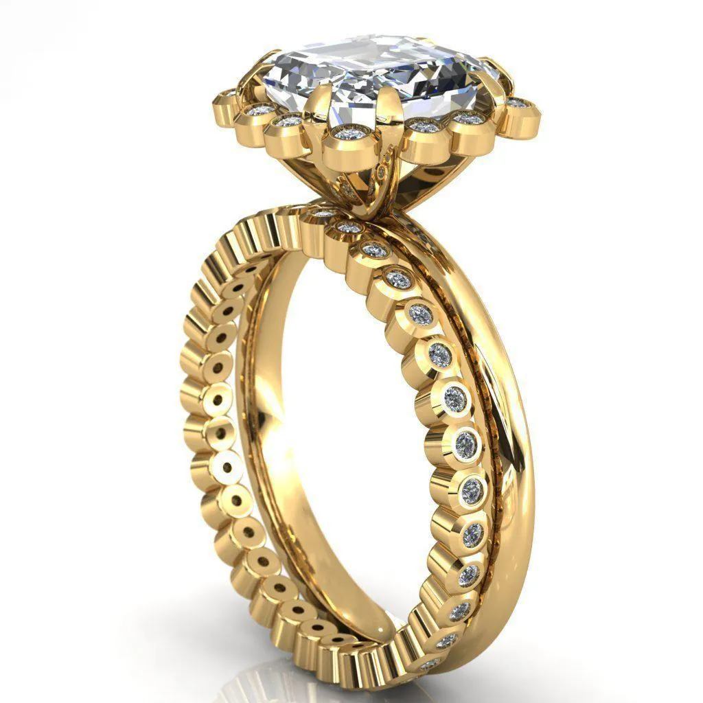 Paige Asscher Moissanite Diamond Halo Ring