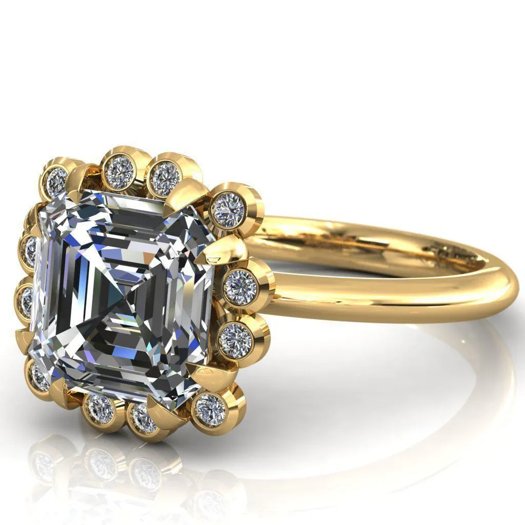 Paige Asscher Moissanite Diamond Halo Ring