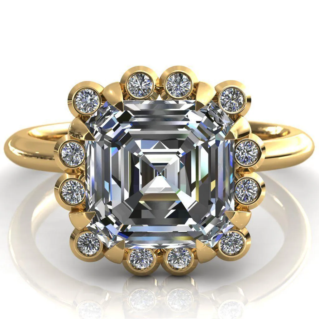 Paige Asscher Moissanite Diamond Halo Ring