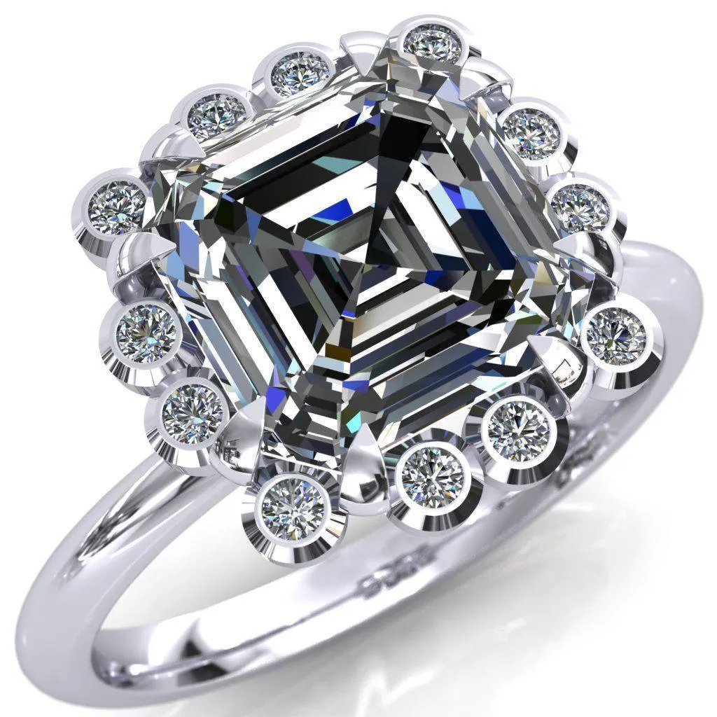 Paige Asscher Moissanite Diamond Halo Ring