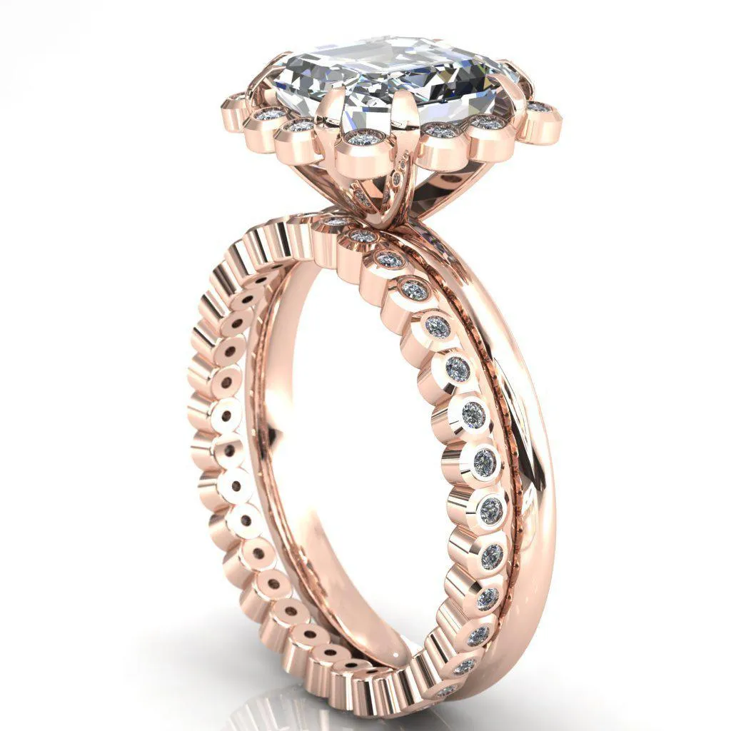 Paige Asscher Moissanite Diamond Halo Ring