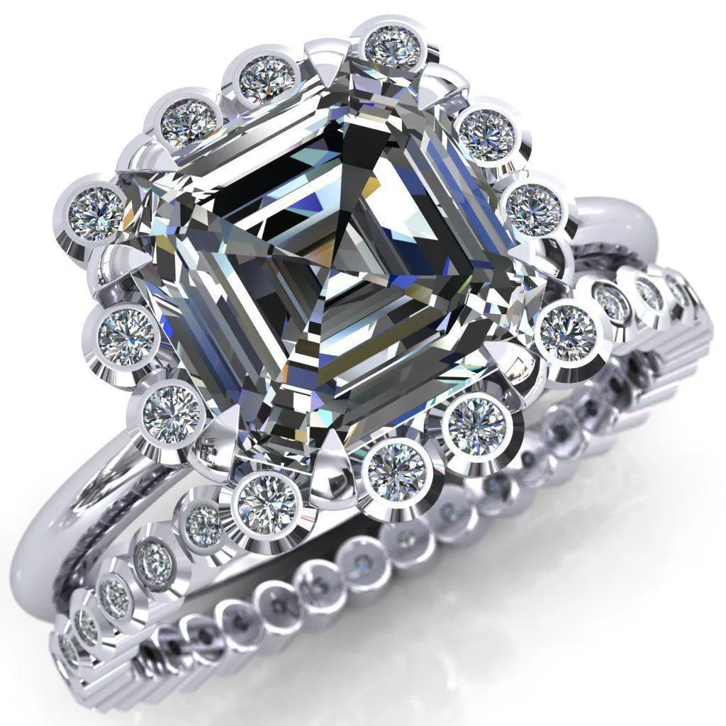 Paige Asscher Moissanite Diamond Halo Ring