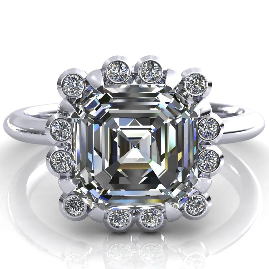 Paige Asscher Moissanite Diamond Halo Ring