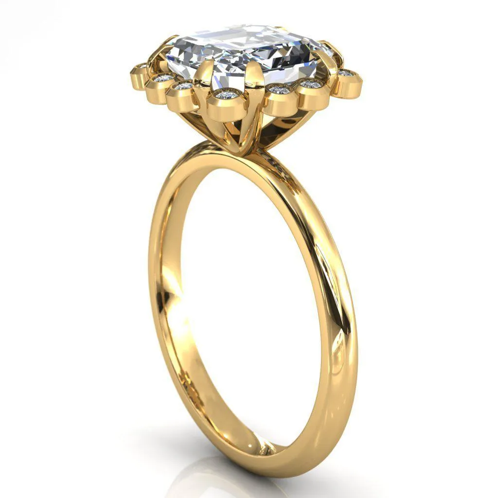 Paige Asscher Moissanite Diamond Halo Ring