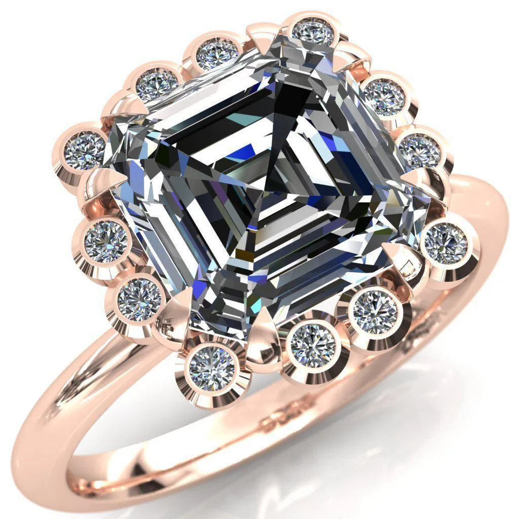 Paige Asscher Moissanite Diamond Halo Ring