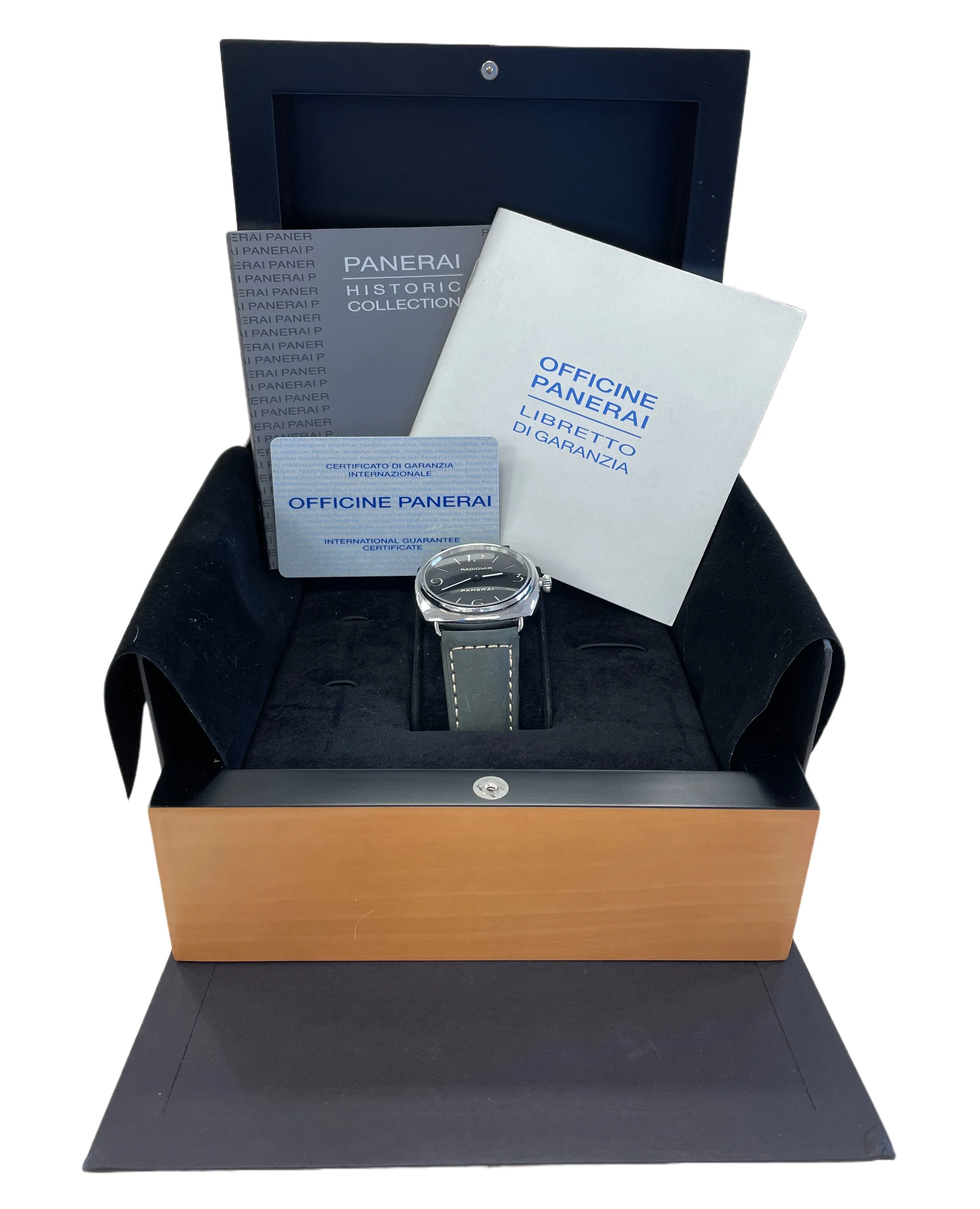 Panerai Radiomir Base Black PAM 210 N Manual 45mm Leather Watch PAM00210 B&P