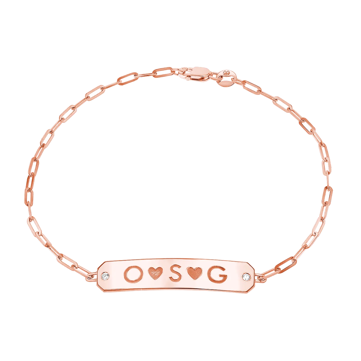 Paper Clip Chain Diamond ID Bracelet