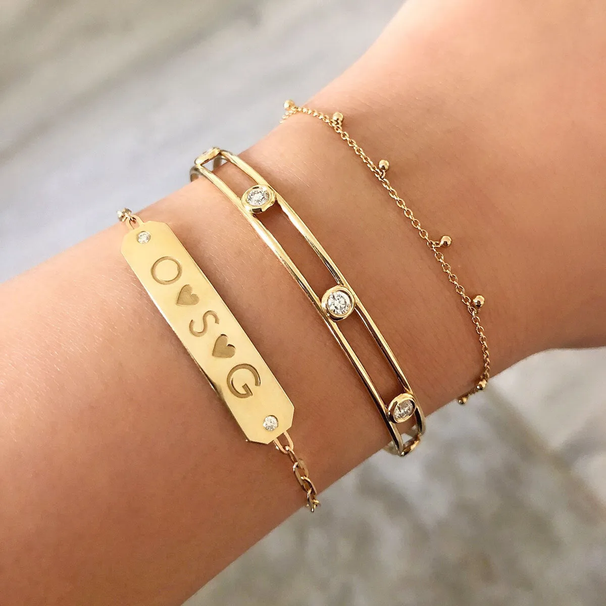 Paper Clip Chain Diamond ID Bracelet