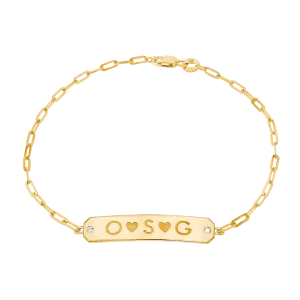 Paper Clip Chain Diamond ID Bracelet