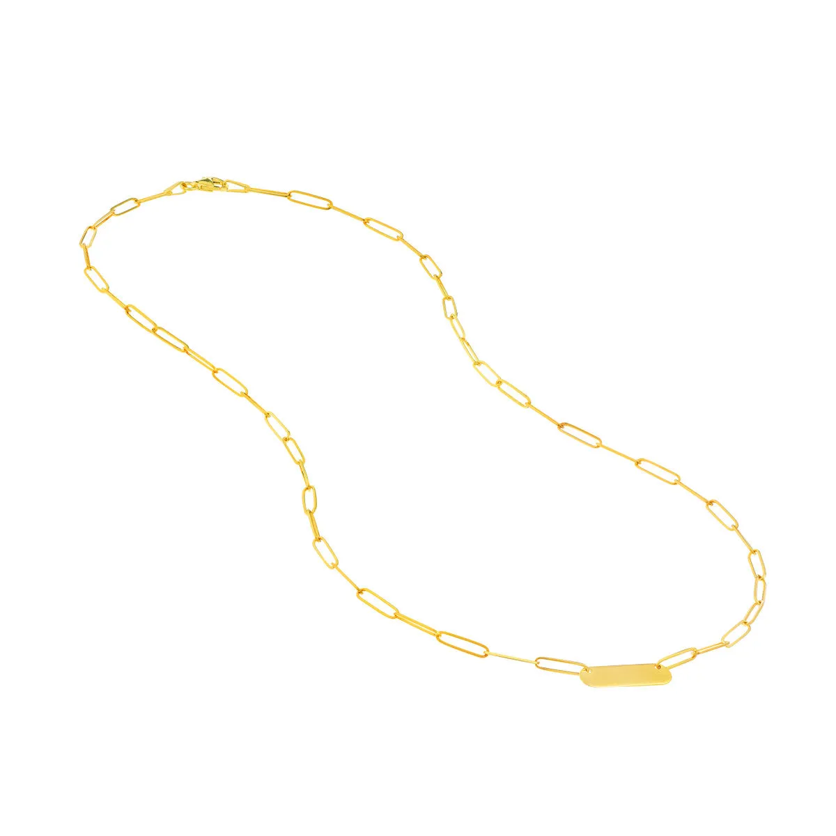 Paper Clip Necklace w/Rounded Engravable Bar
