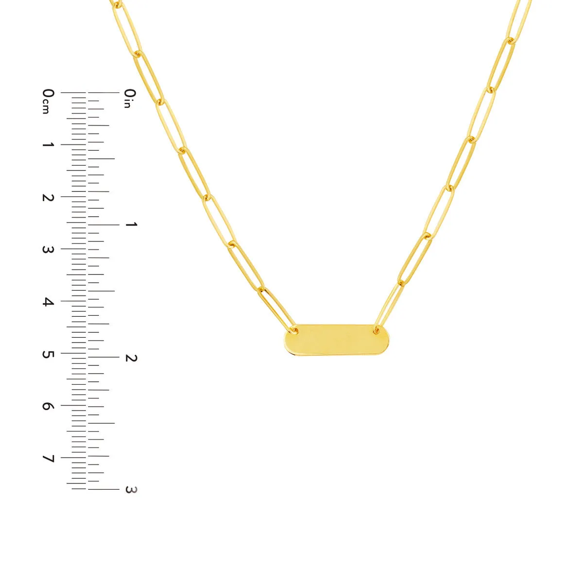 Paper Clip Necklace w/Rounded Engravable Bar