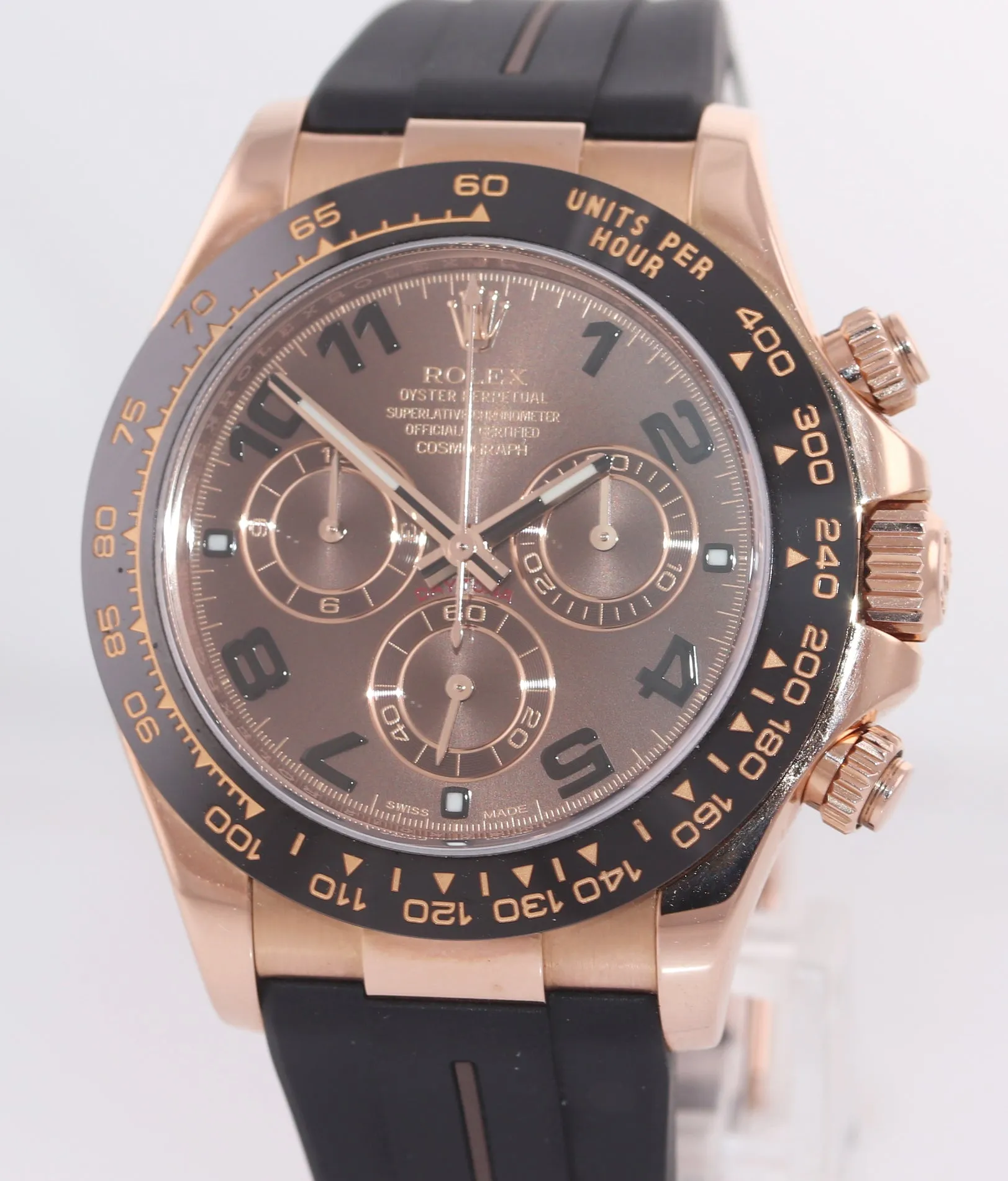 PAPERS Rolex Daytona Chocolate Oysterflex Rubber Style Ceramic 116515 Rose Gold