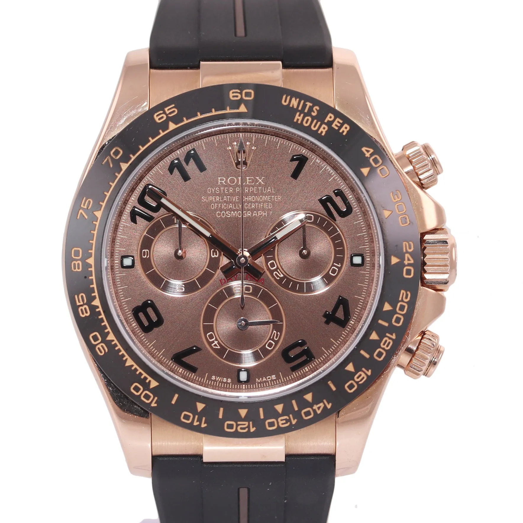 PAPERS Rolex Daytona Chocolate Oysterflex Rubber Style Ceramic 116515 Rose Gold