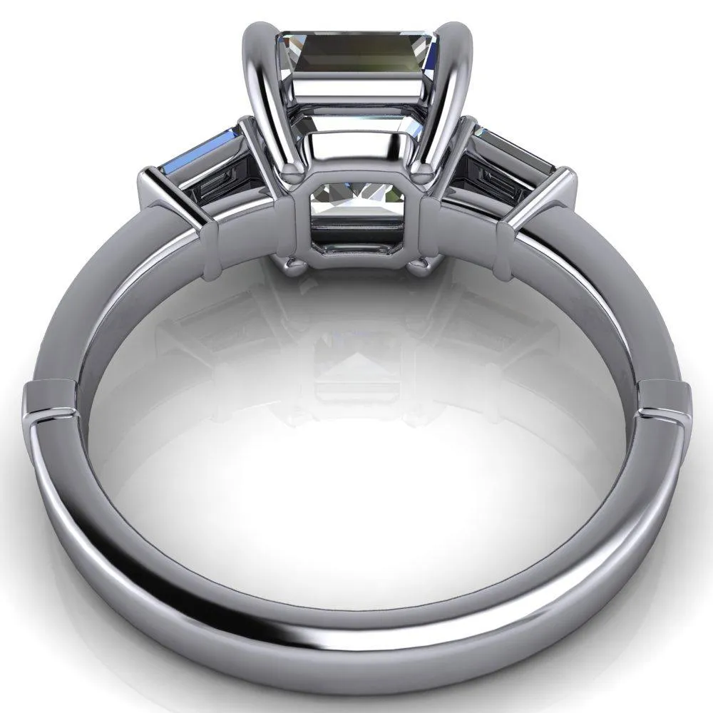 Paphos Asscher Moissanite Diamond Baguette Side Channel Engagement Ring