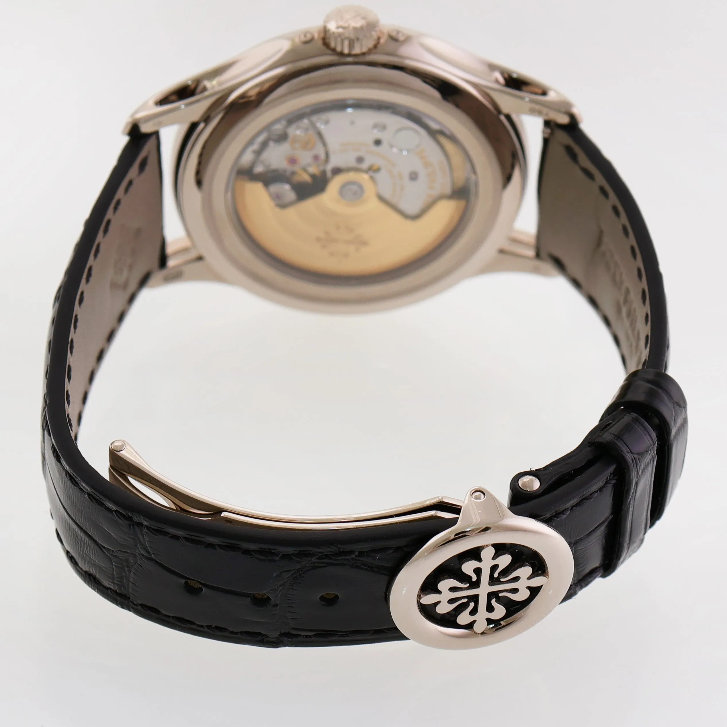 Patek Philippe 5205G White Gold Calatrava Clasp Annual Calendar Moon Black Watch