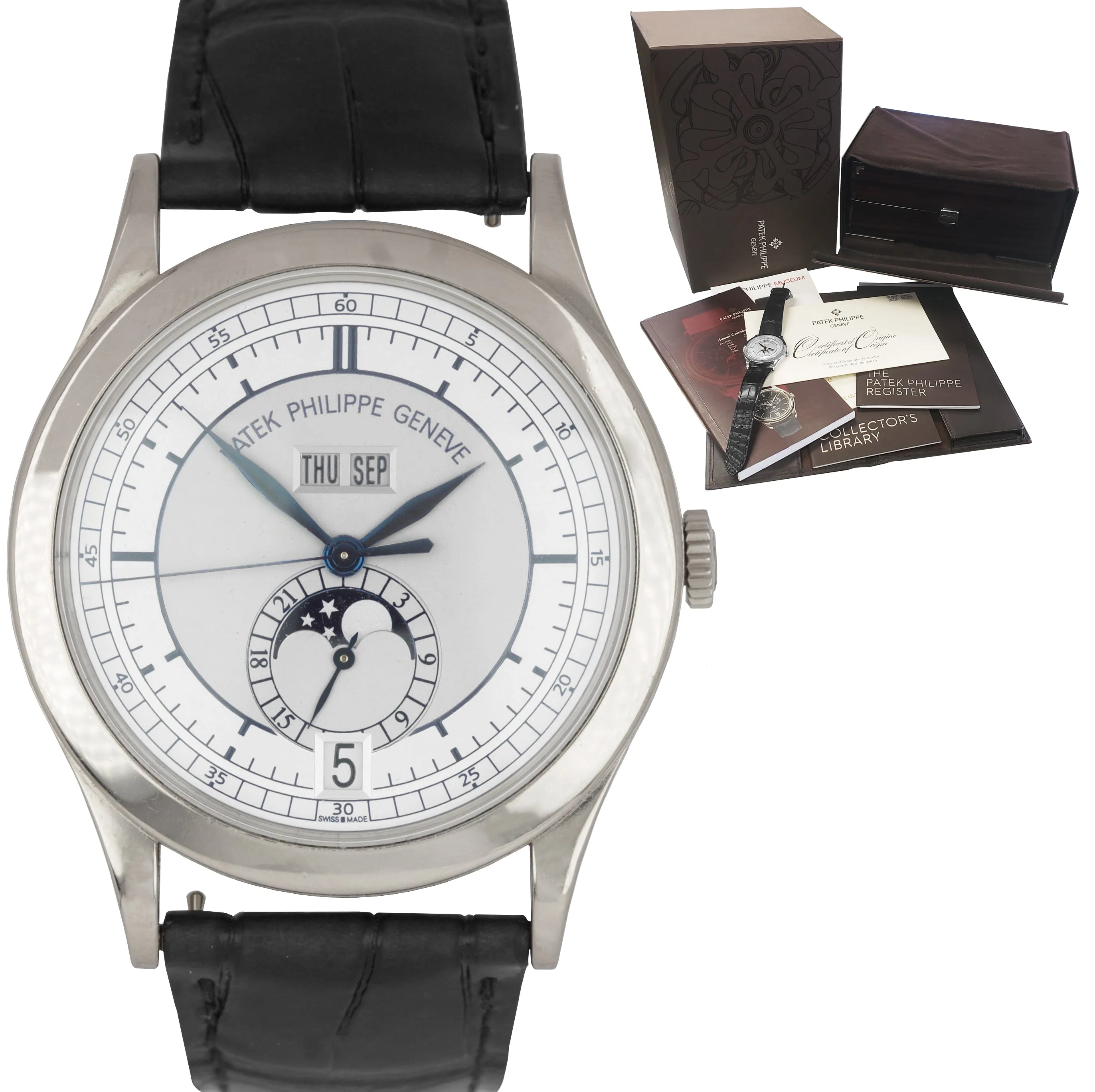 Patek Philippe Calatrava 18k White Gold Annual Calendar 38.5mm Watch 5396G-001