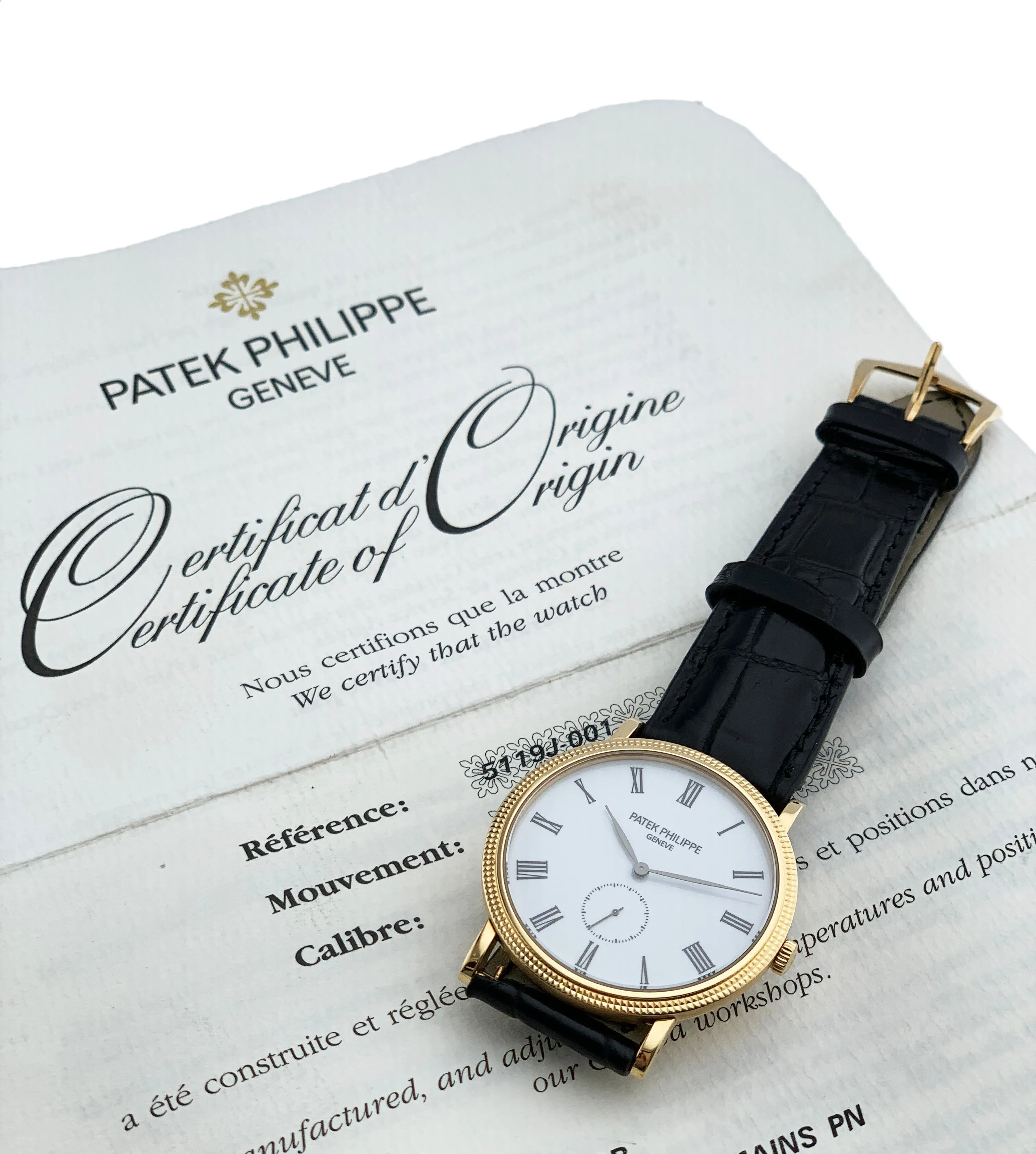 Patek Philippe Calatrava 5119J Mens Watch Papers