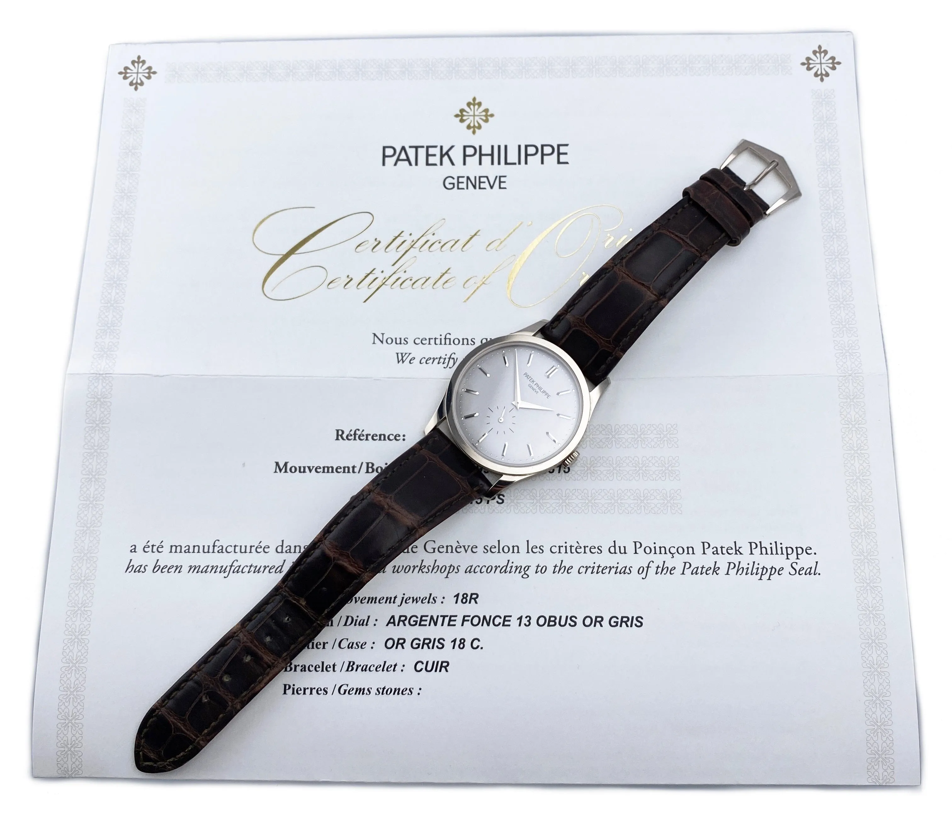 Patek Philippe Calatrava 5196G 18K White Gold Mens Watch Box Papers