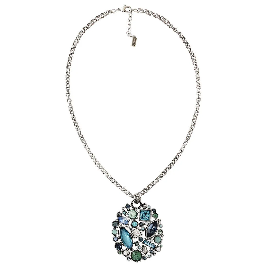 Patricia Locke "Winter Palace" Sterling Silver Plated Swarovski Necklace, 16.5"   1" Extender Zephyr NK0605S