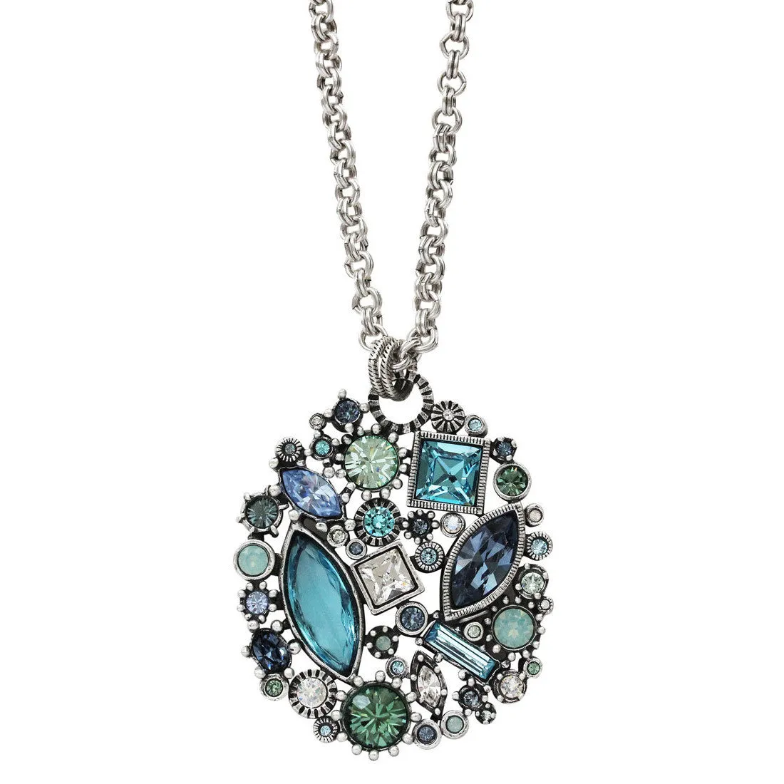 Patricia Locke "Winter Palace" Sterling Silver Plated Swarovski Necklace, 16.5"   1" Extender Zephyr NK0605S
