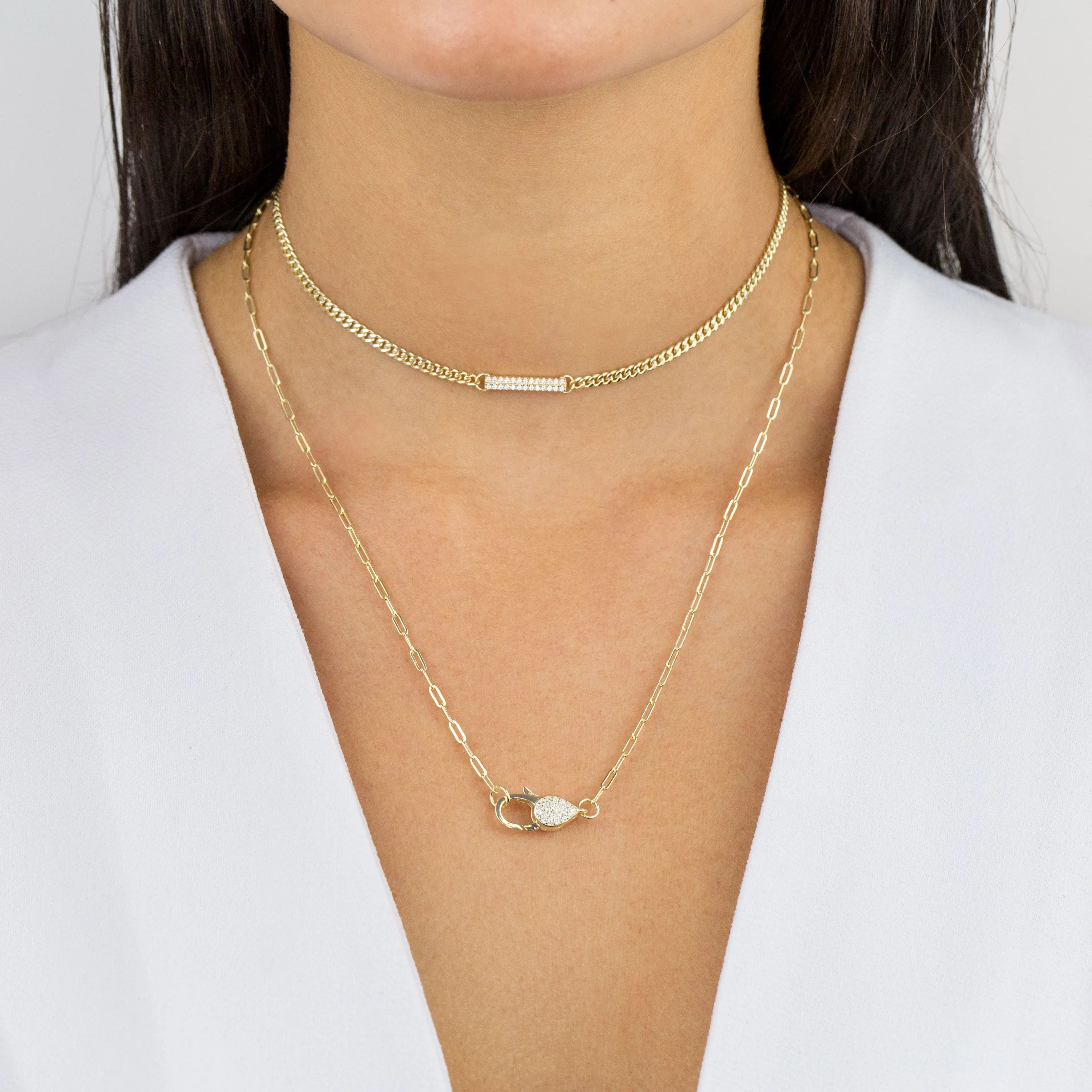 Pavé Bar Cuban Chain Choker